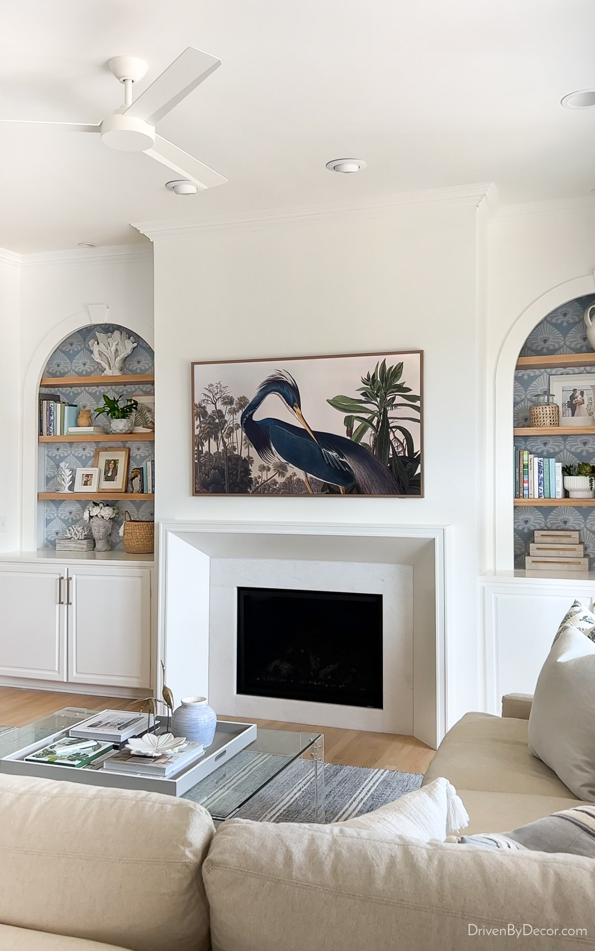White ceiling fan in our family room