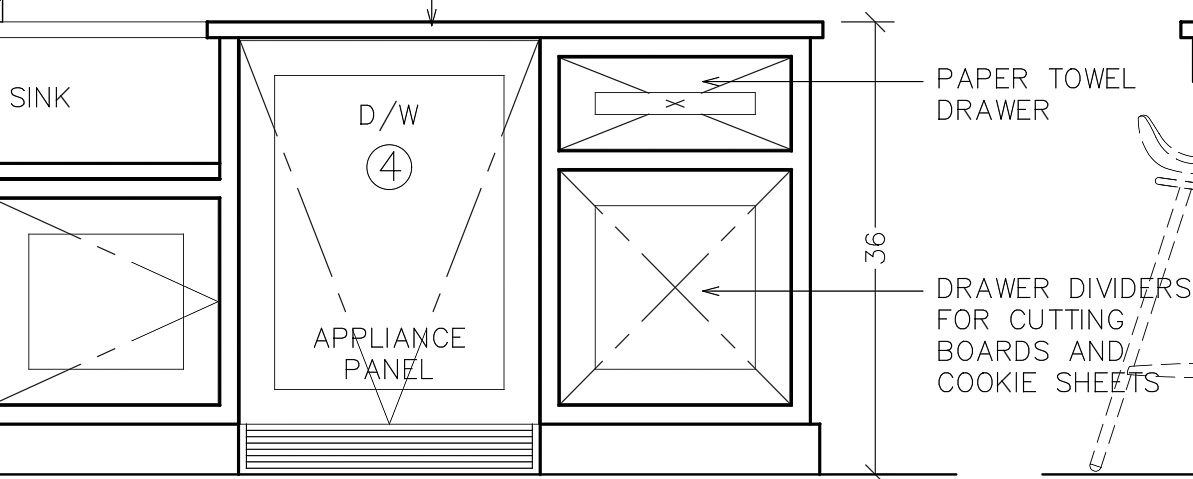 Cabinet plans with drawer for built-in paper towel holder
