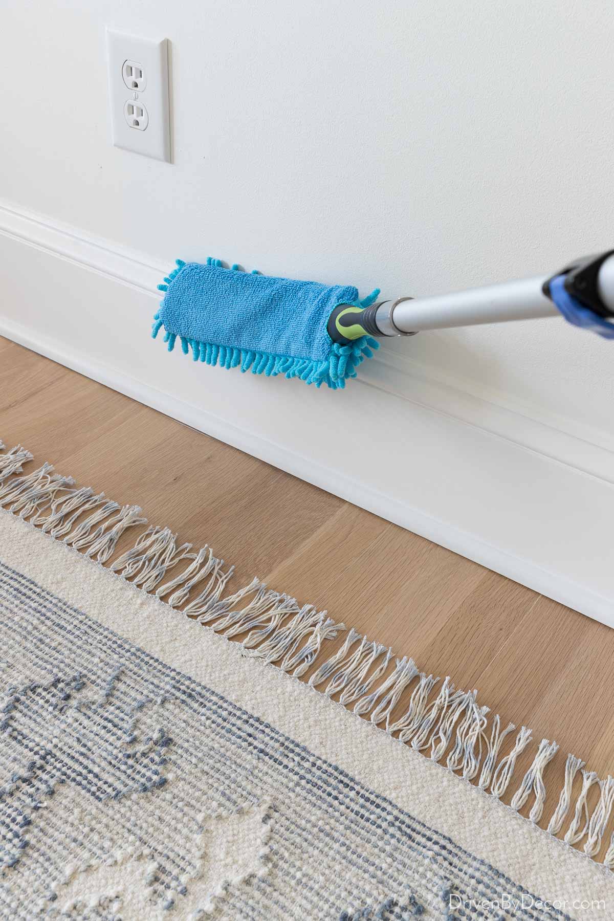 Cleaning tool that works well to clean baseboards without bending over!
