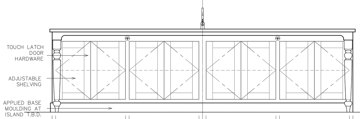 Cabinets for extra storage space on back of kitchen island