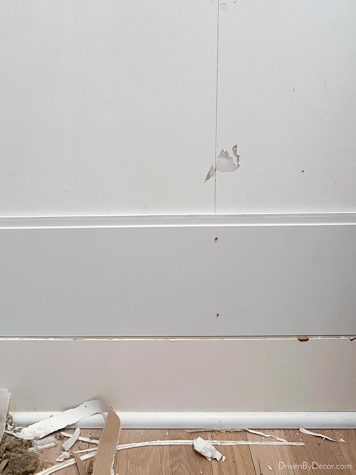 The first row of our bathroom shiplap