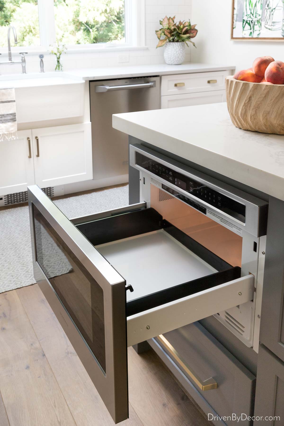 Microwave drawer in kitchen island
