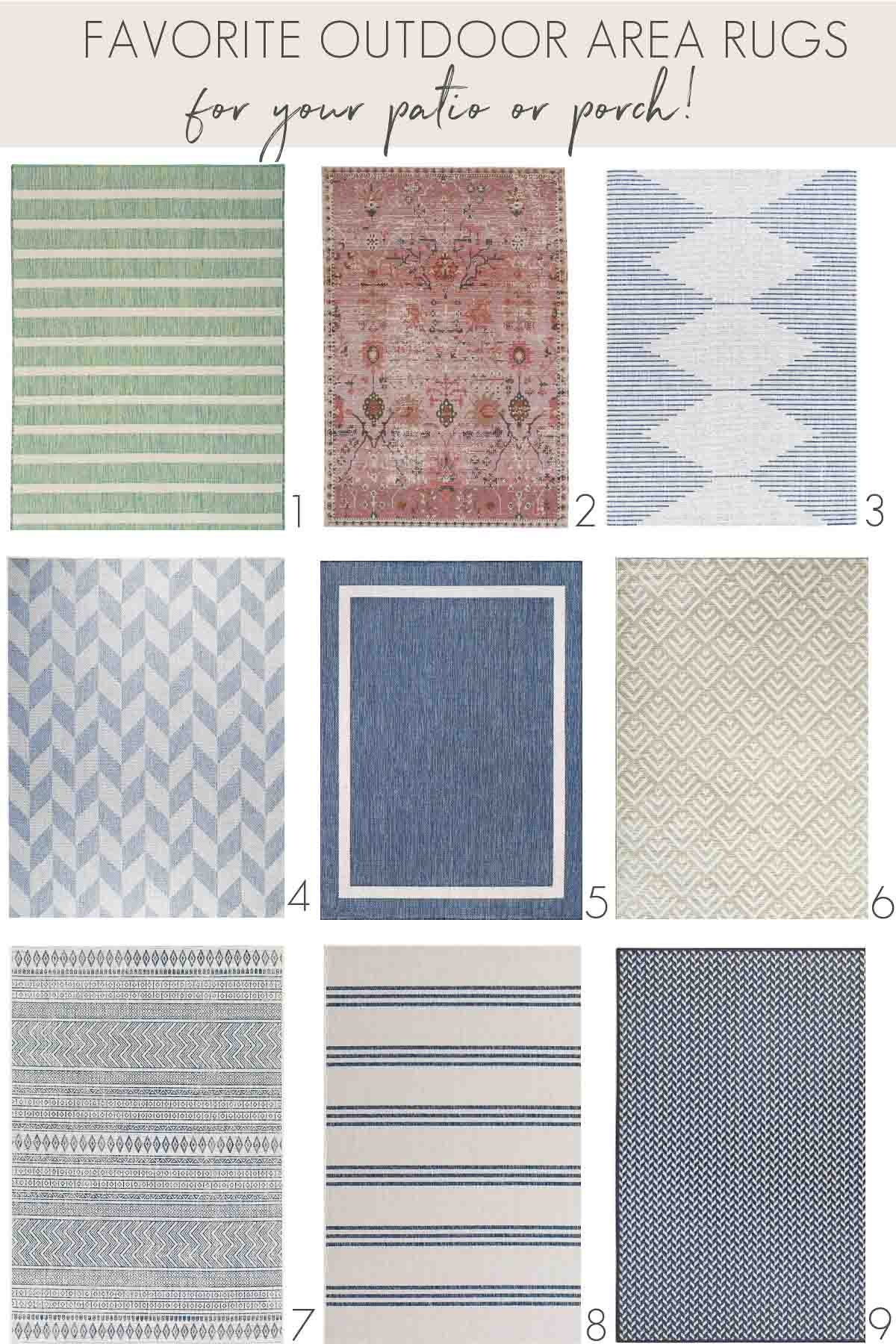 Outdoor area rugs
