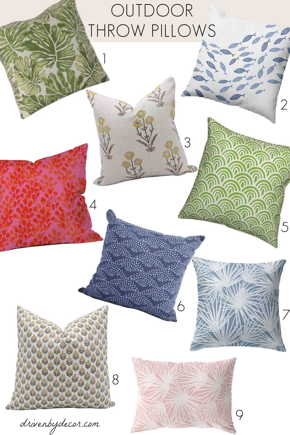 Outdoor throw pillows