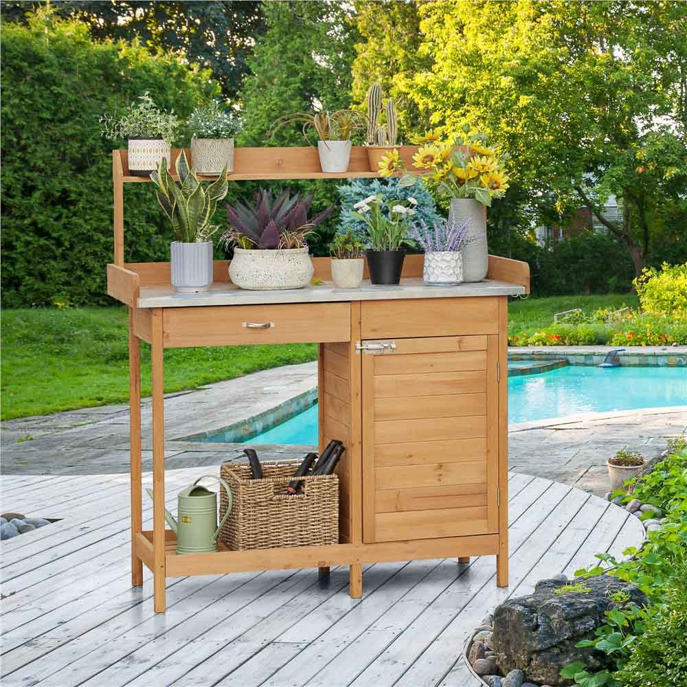 10 Simple Outdoor Decorating Ideas to Upgrade Your Space! Wood potting bench