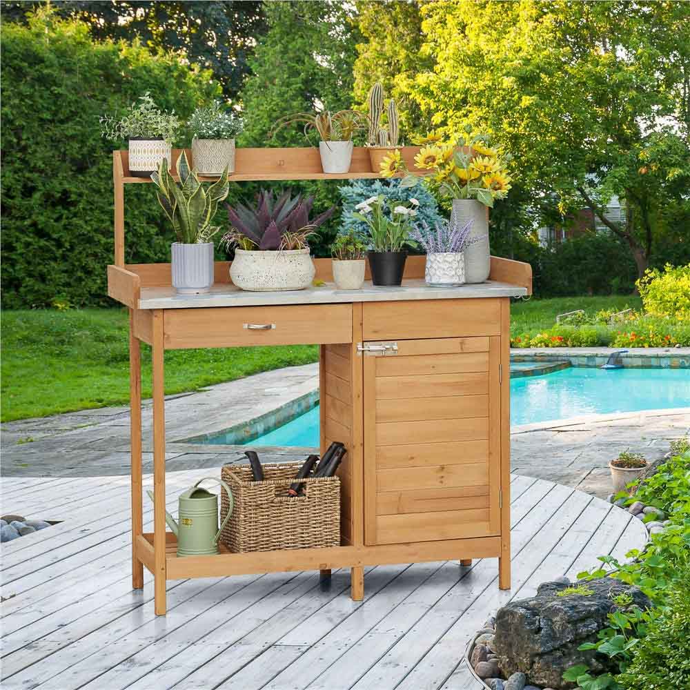 Wood potting bench