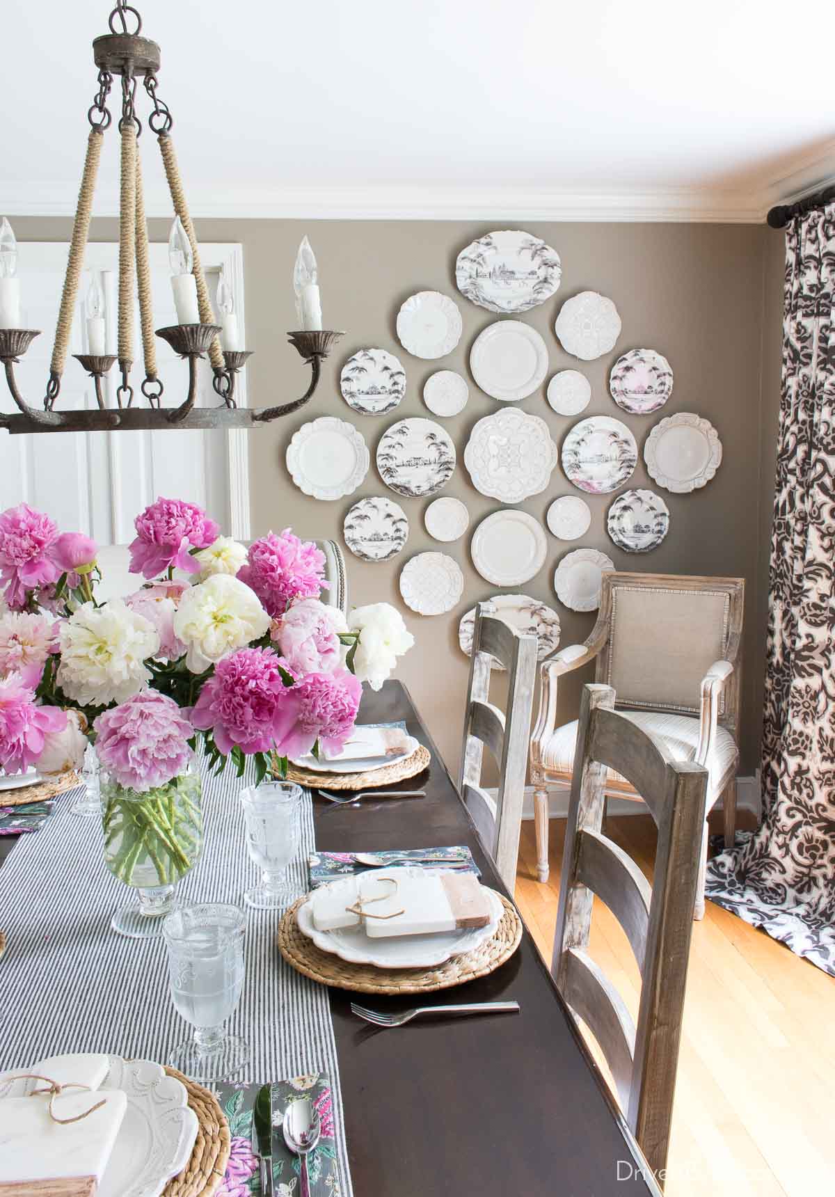 A plate wall in our dining room as wall decor