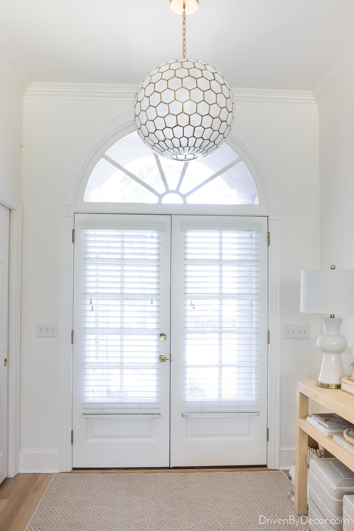 the wood blinds on our front door