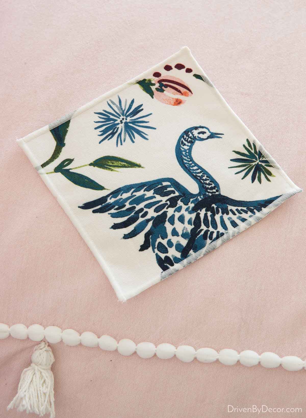 Colorful fabric with birds