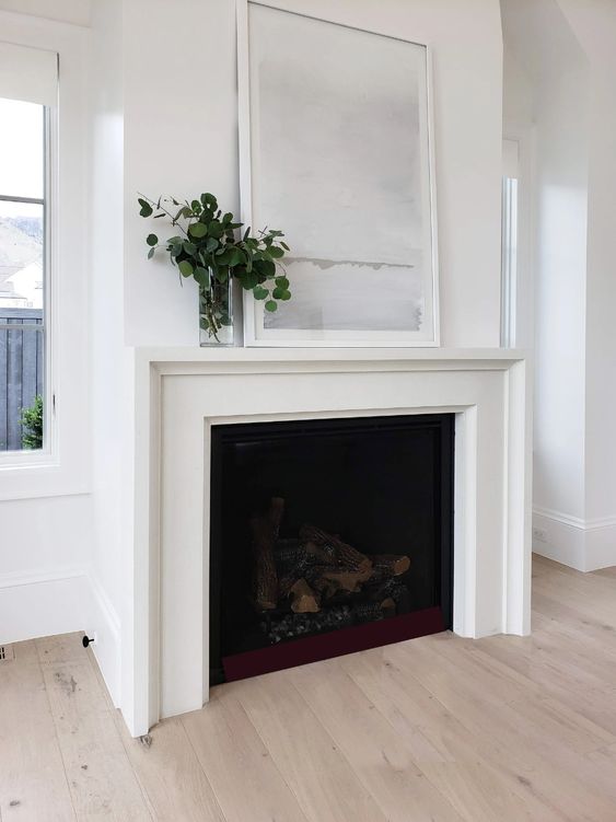 Cast stone fireplace mantel
