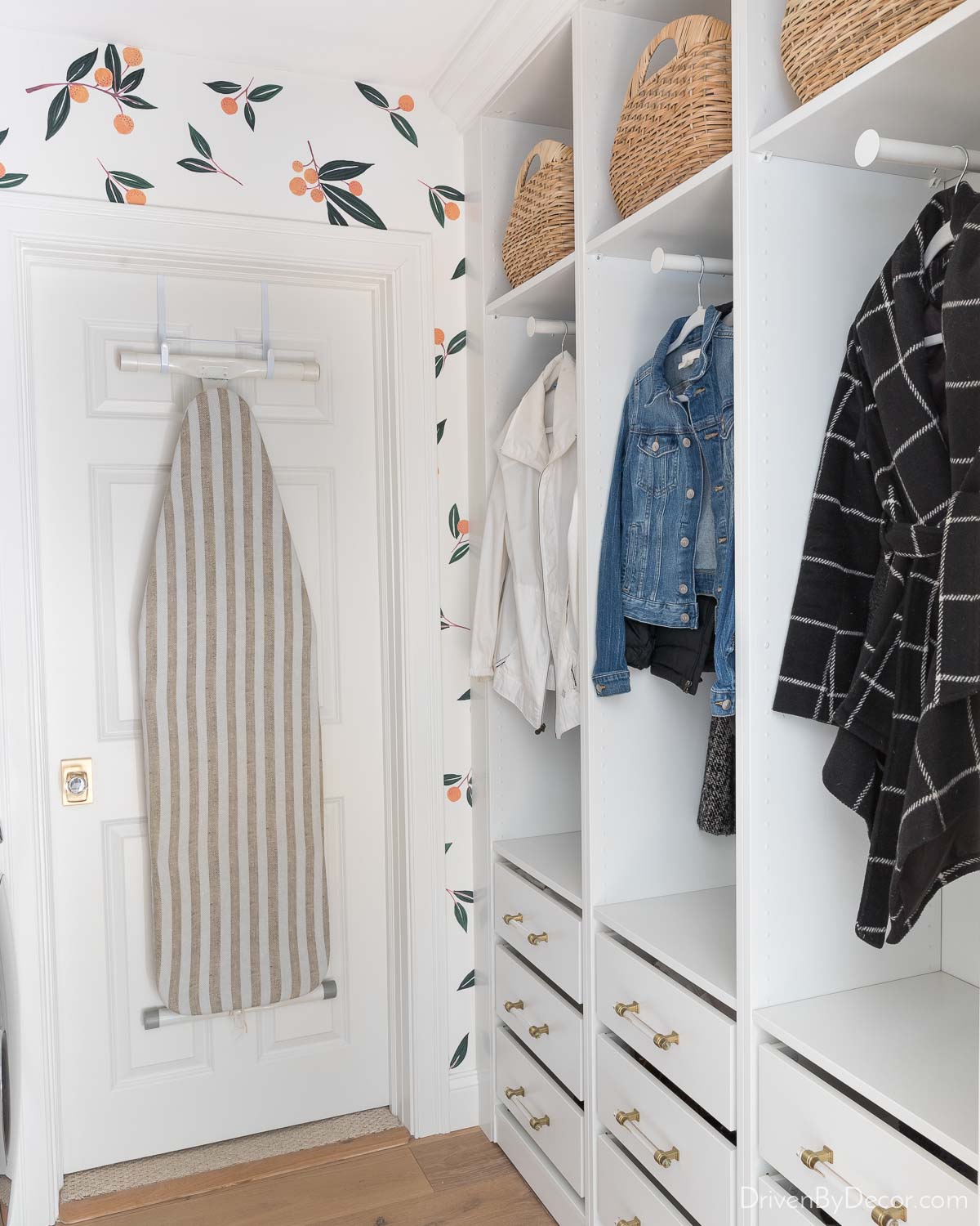 IKEA wardrobes used to create a mudroom