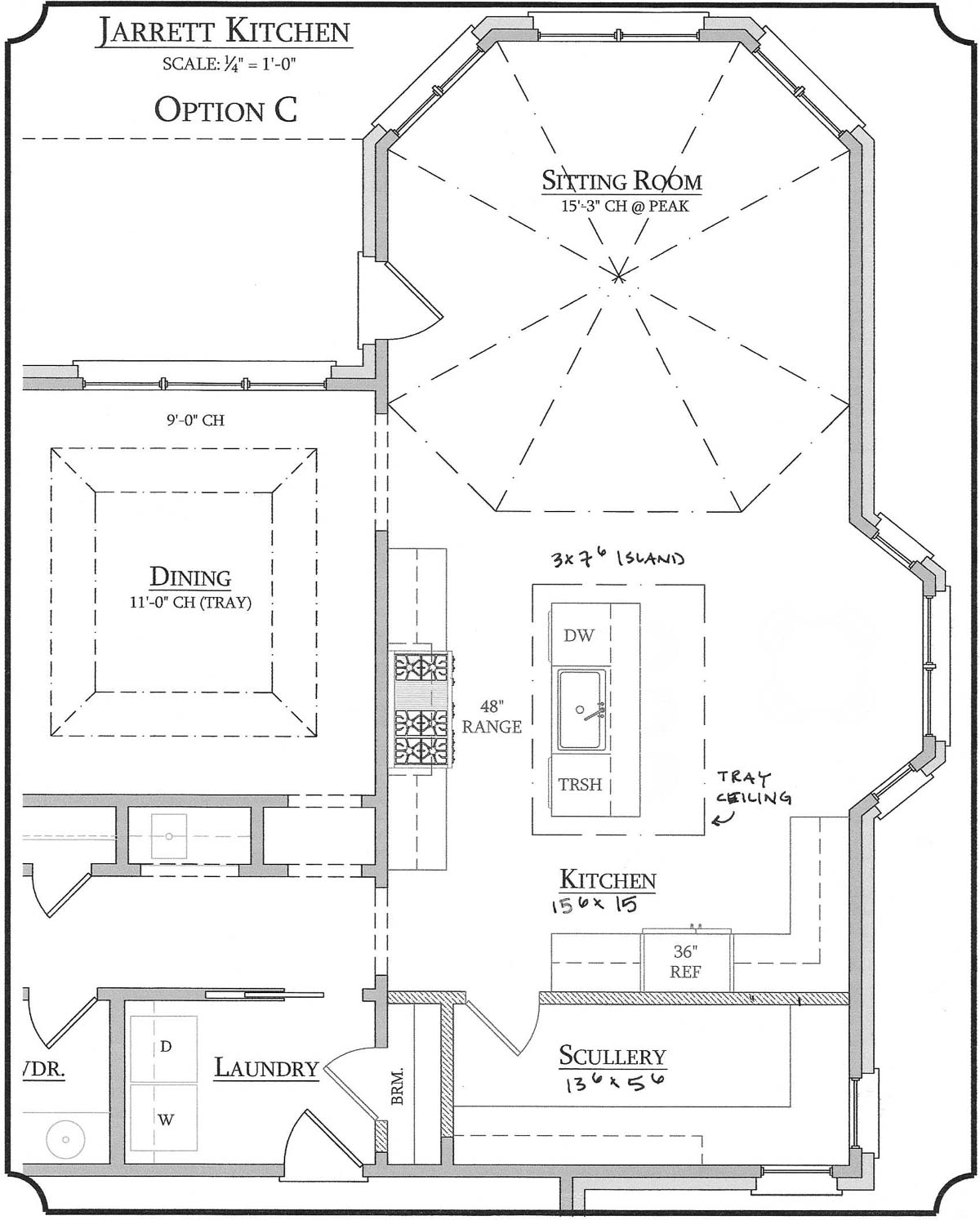 Kitchen layout option C with a butler's pantry