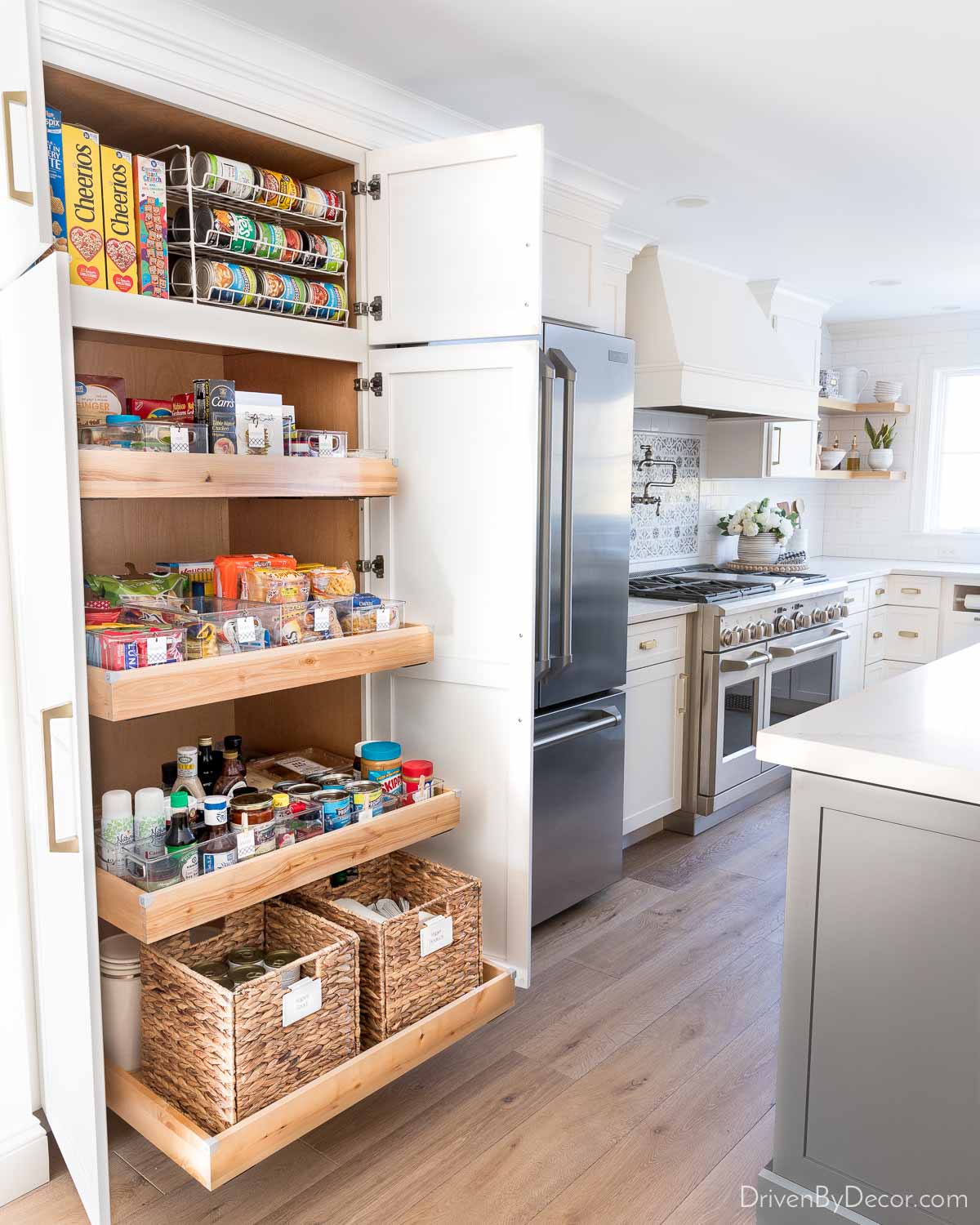 Our pantry cabinet with pull out shelves