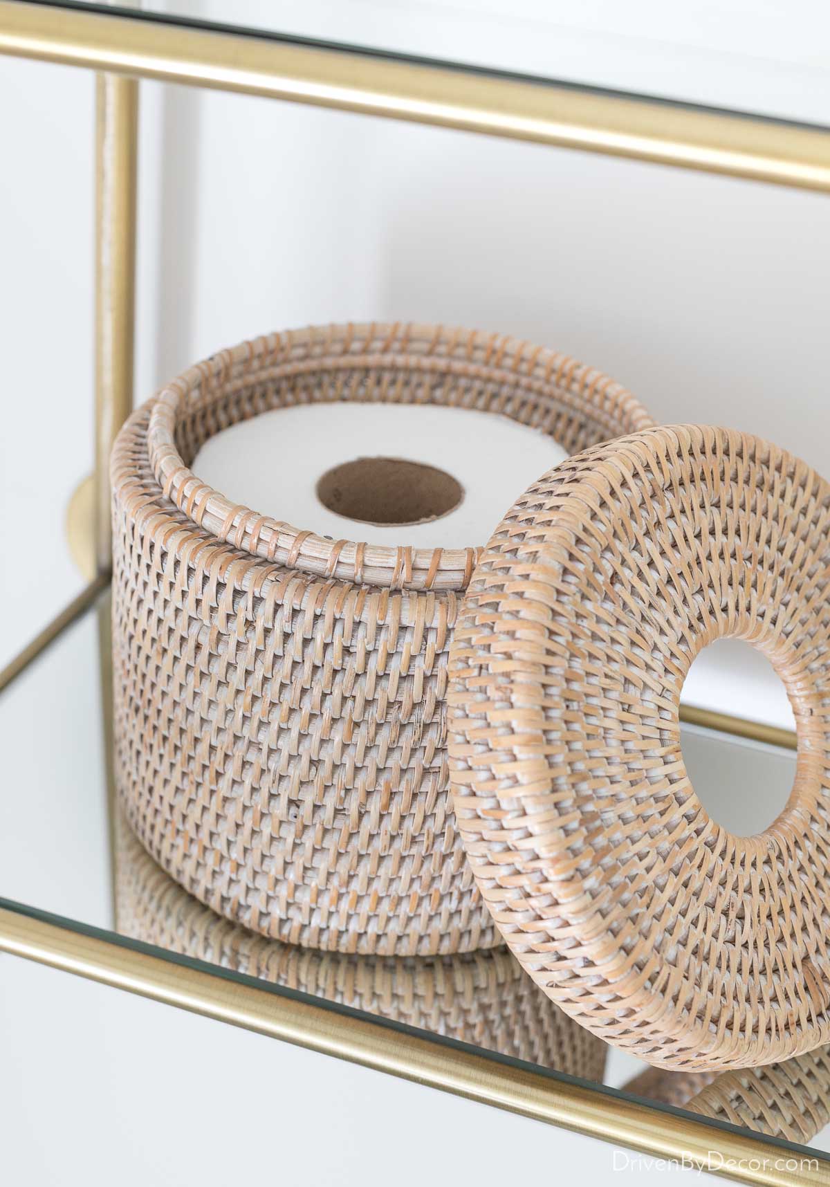 Rattan toilet paper holder