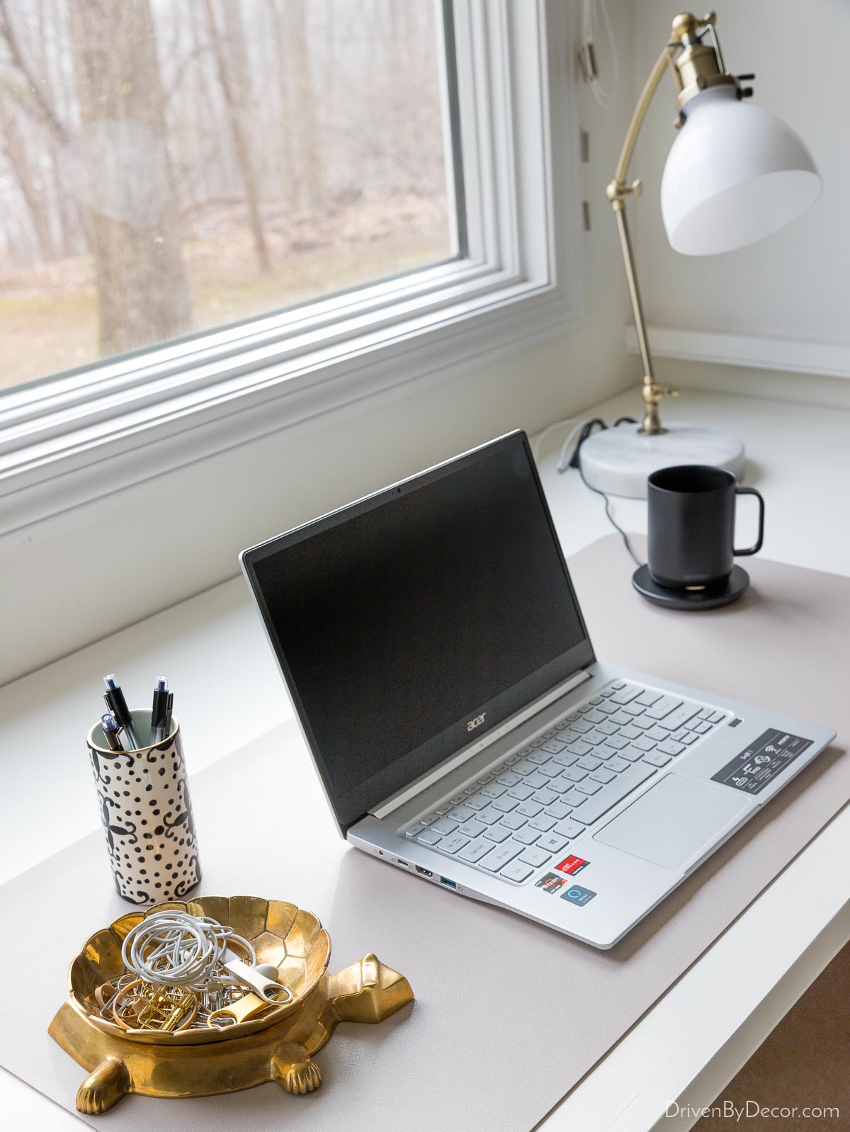 40 Quick-Ship Father’s Day Gift Ideas! Ember smart mug at desk - great Father's Day gift!