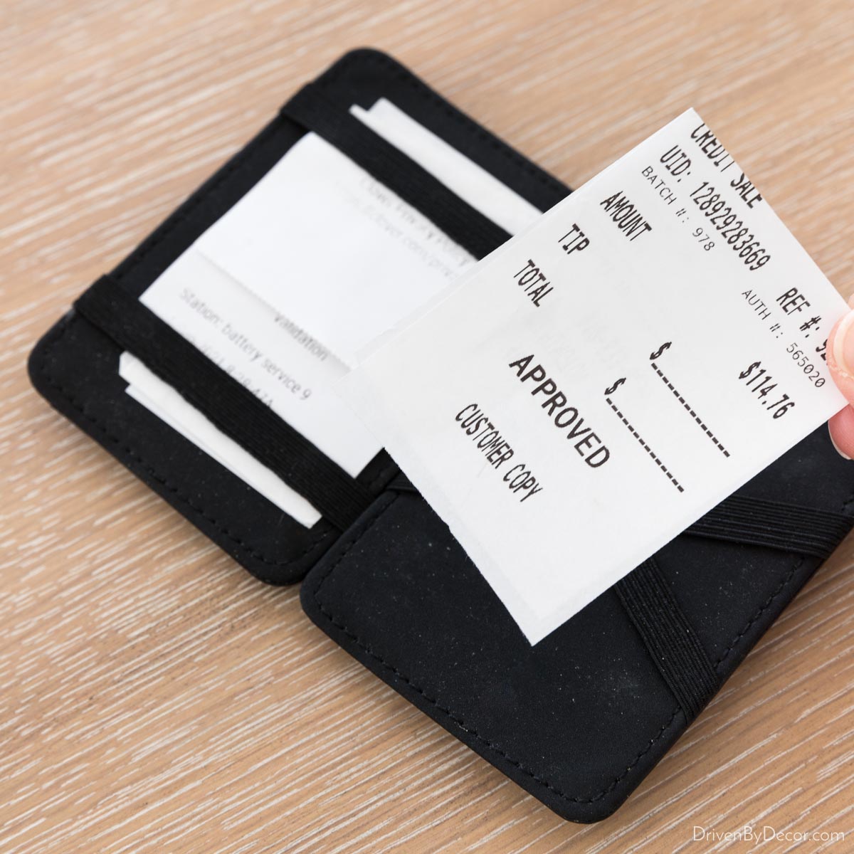 Magic wallet - placing a receipt inside