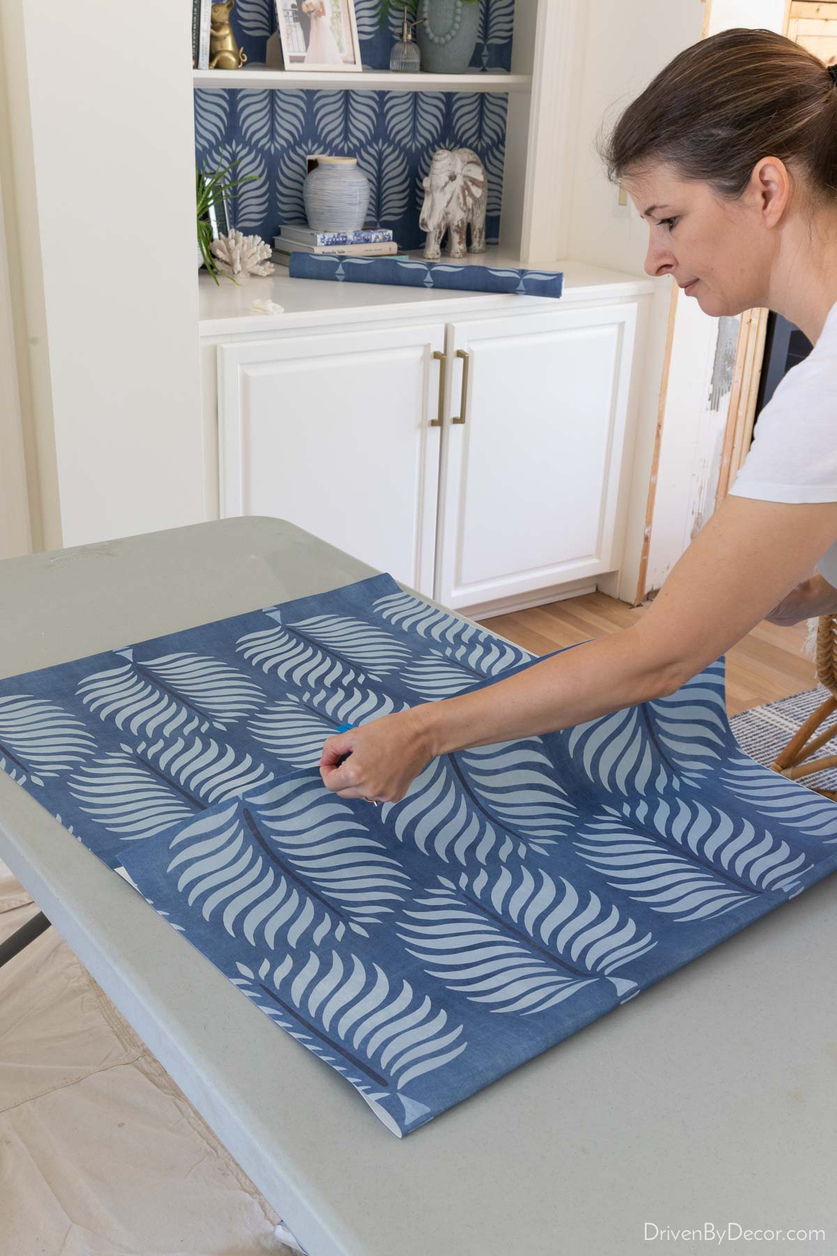 Booked wallpaper strip prior to installation