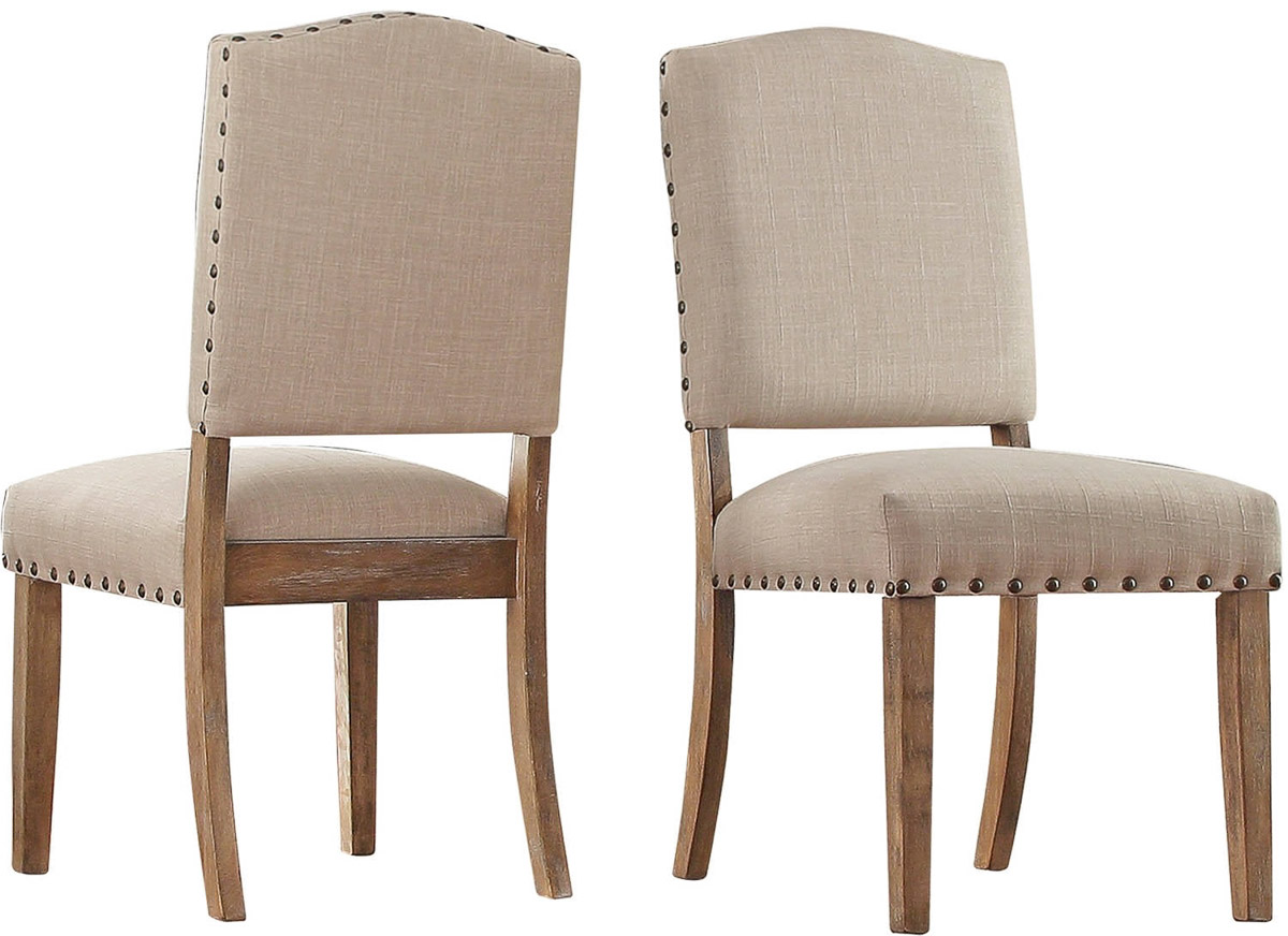 Affordable upholstered dining chair with nailhead trim