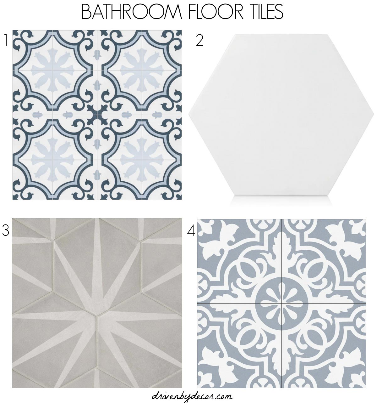 Porcelain tile options for a bathroom floor