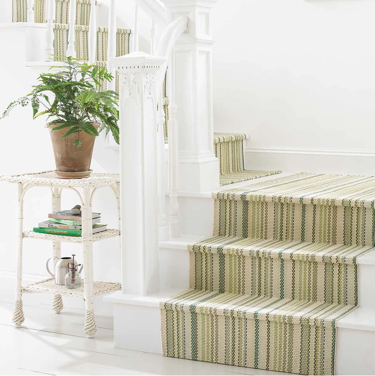 Green stripe stair runner