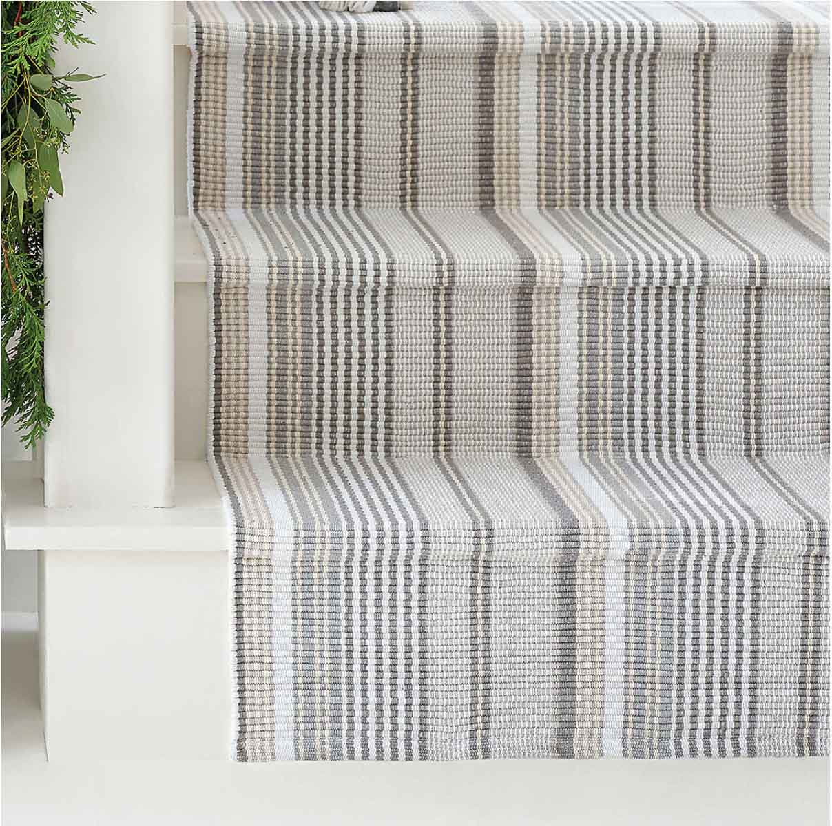 Neutral ticking stripe stair runner