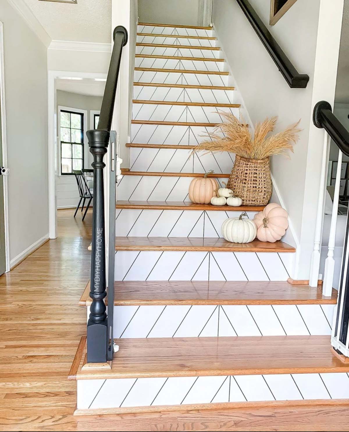 Chevron vinyl stair risers