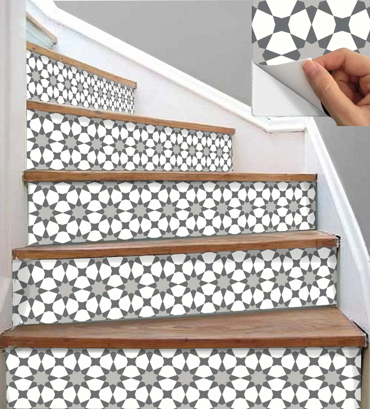 Patterned stair risers