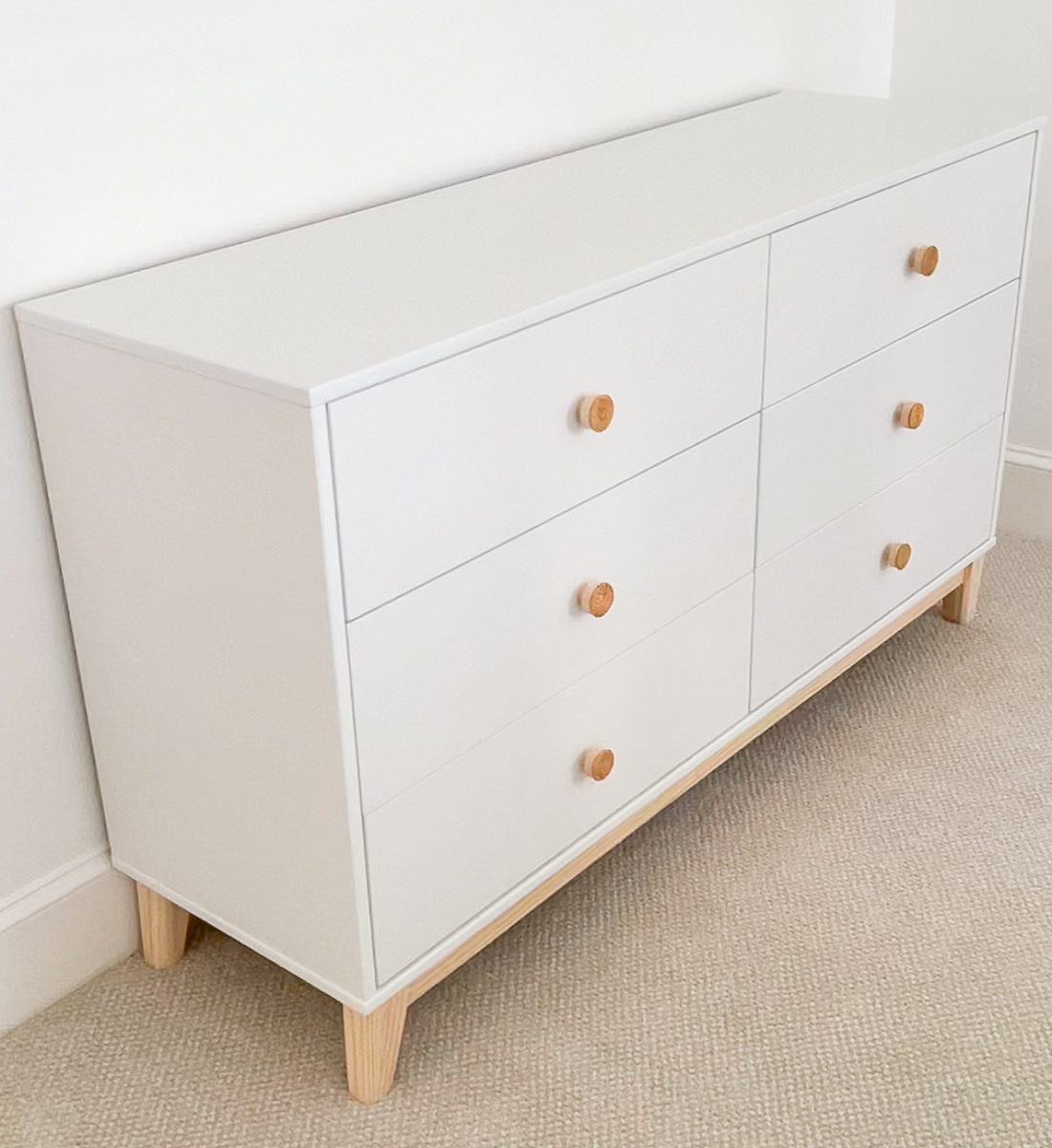 Inexpensive white dresser with assembly required