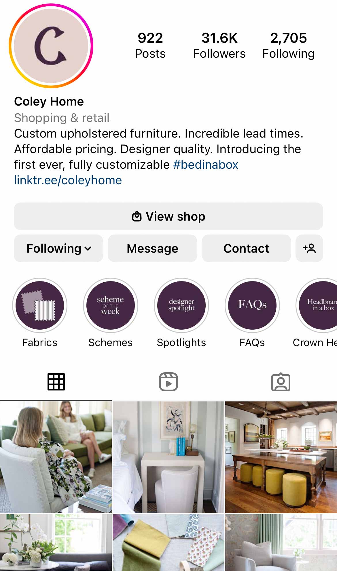 Coley Home Instagram page