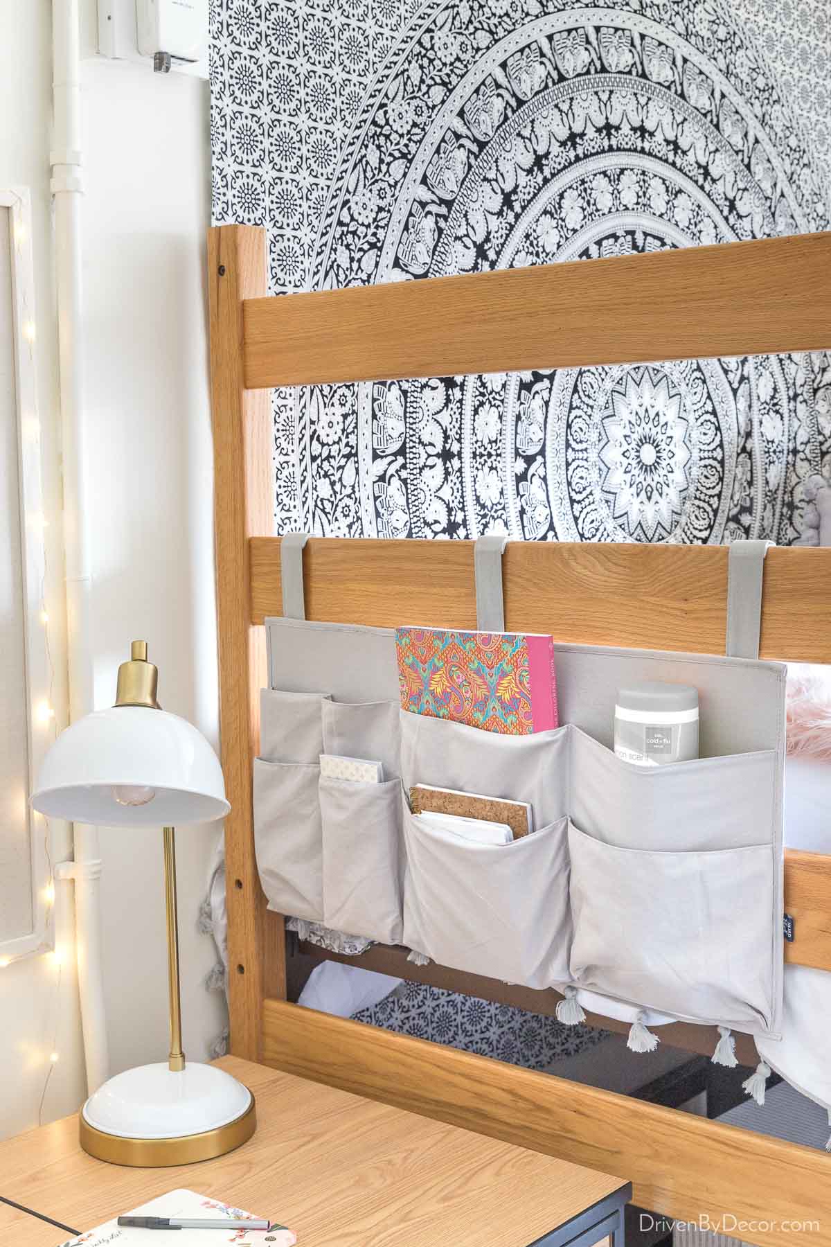 Bedside organizer that part of my college packing list