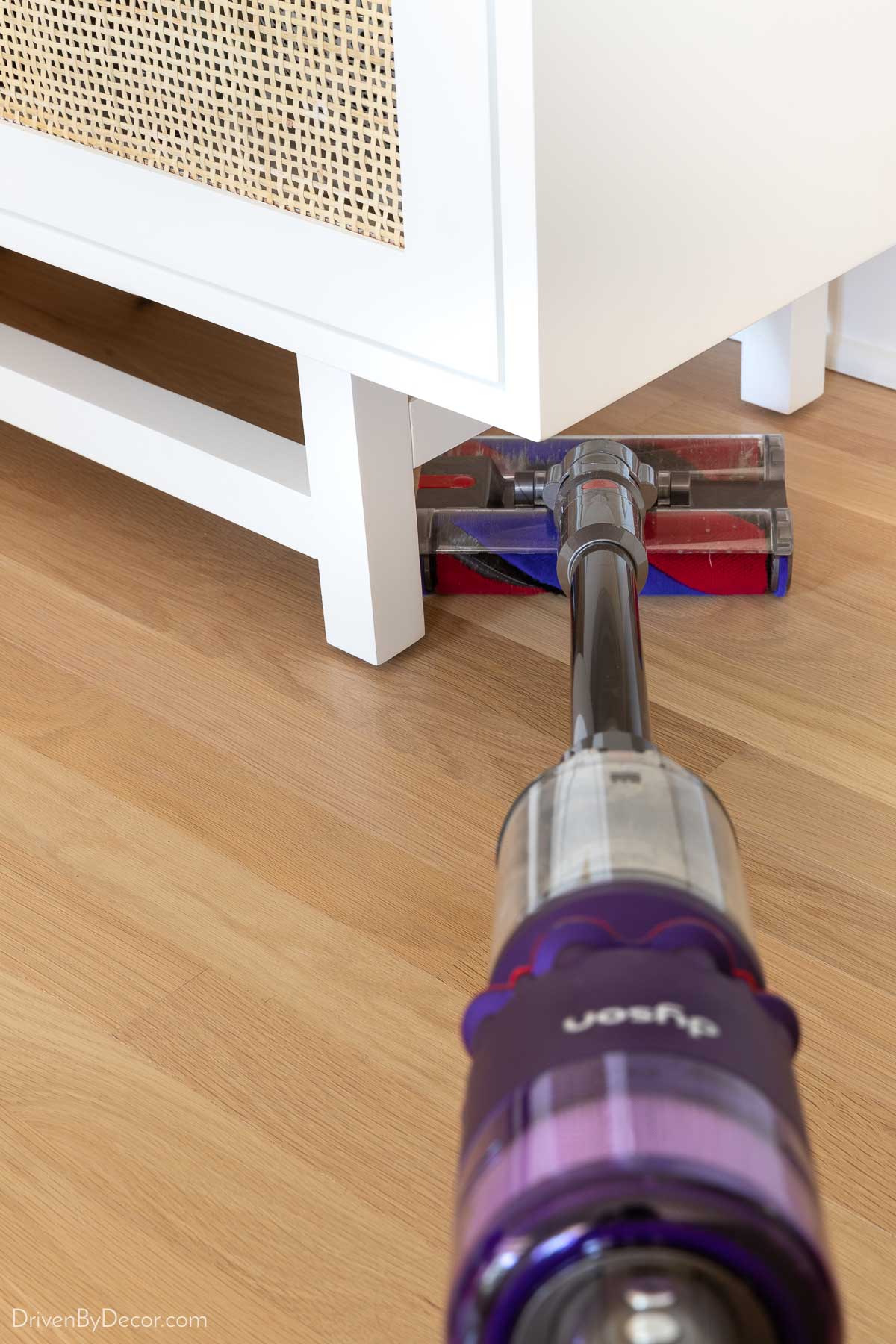 The hardwood floor friendly vacuum that I use for daily clean-ups!