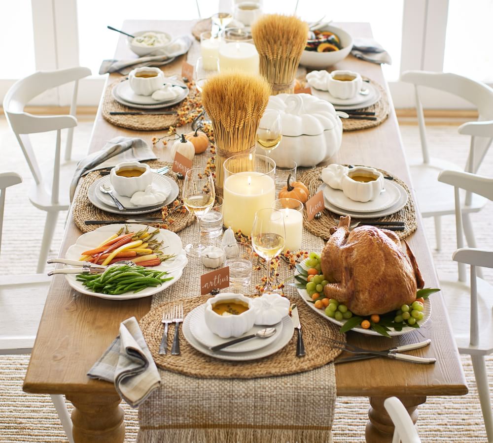 Beautiful fall table with layered neutrals