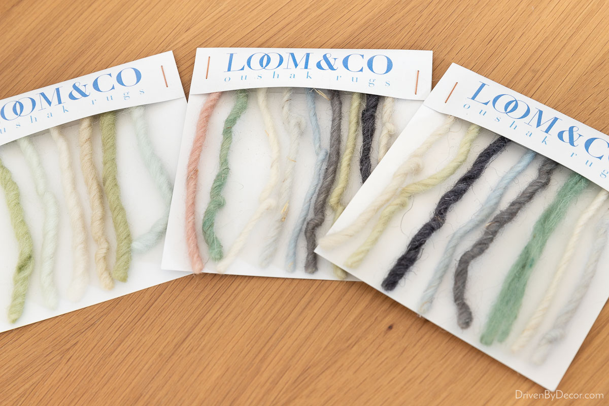 Oushak rug yarn samples