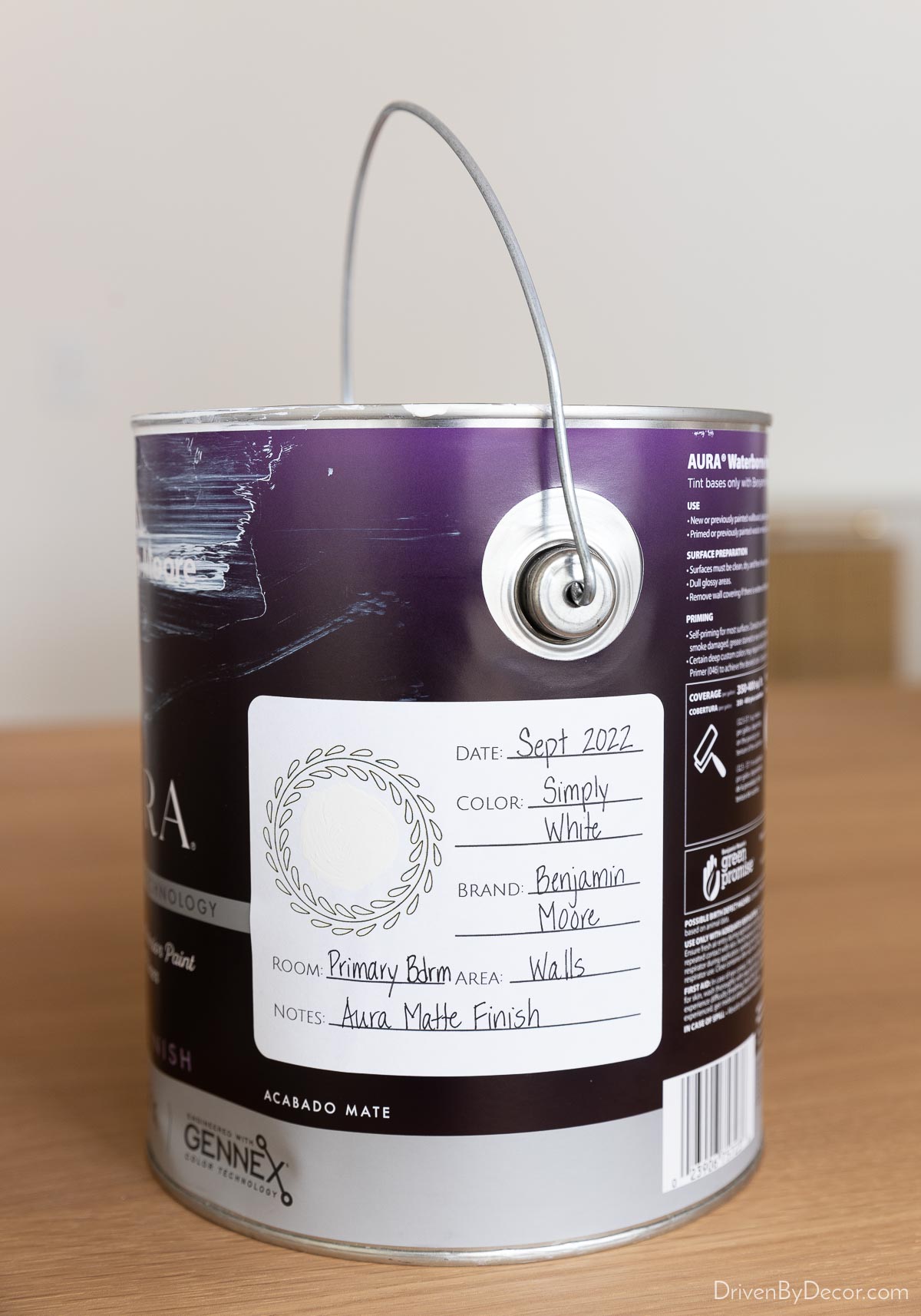 Label on paint can