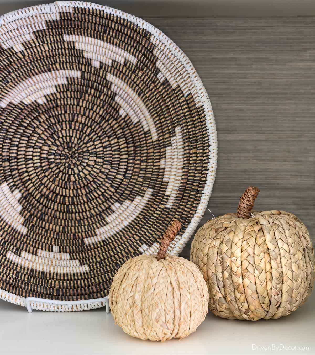 Woven pumpkins for fall decor