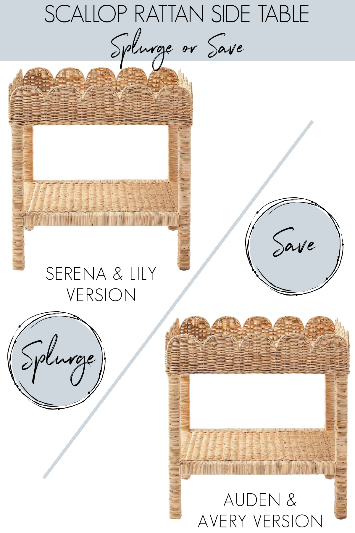 Scalloped rattan side table save vs splurge versions