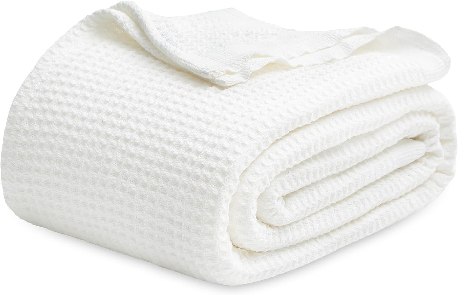 Waffle weave white blanket