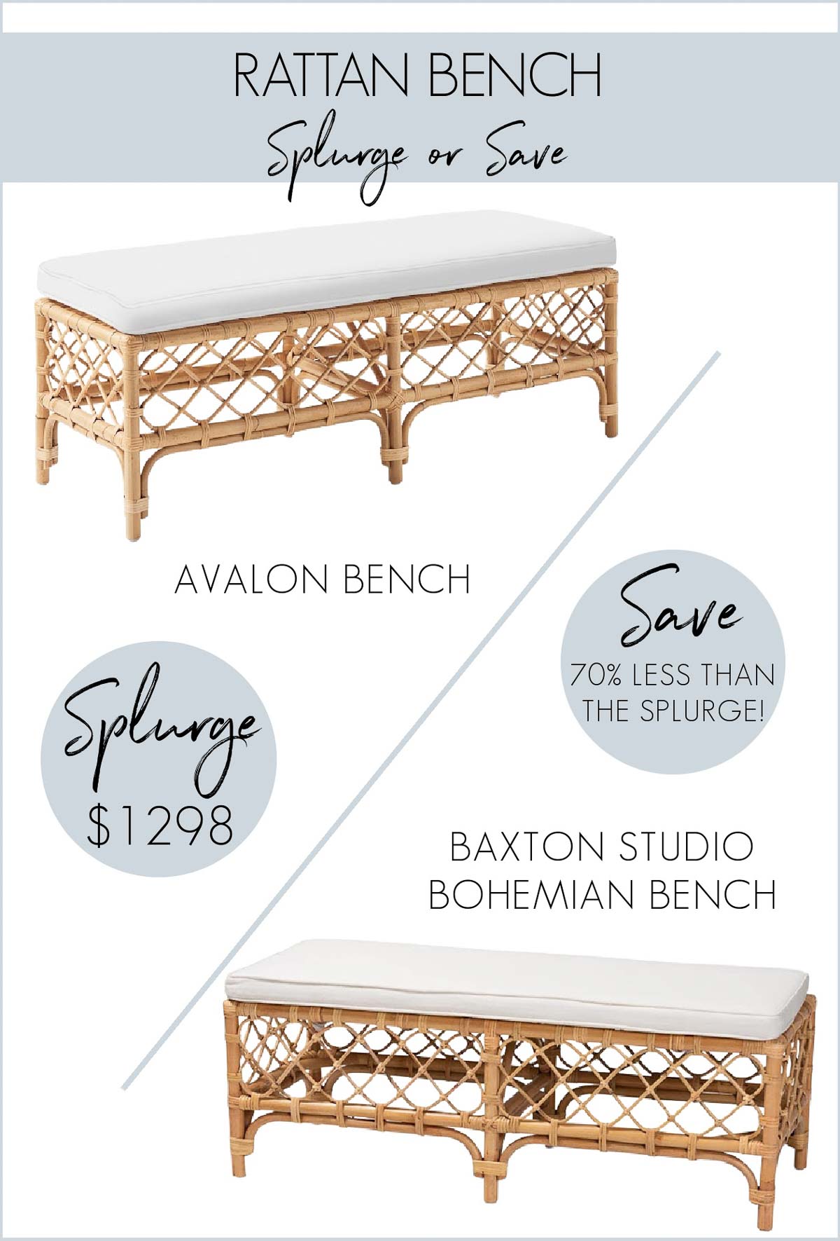30 Designer Looks for Less: High-End Home Decor on the Cheap! Serena & Lily Avalon Bench look for less