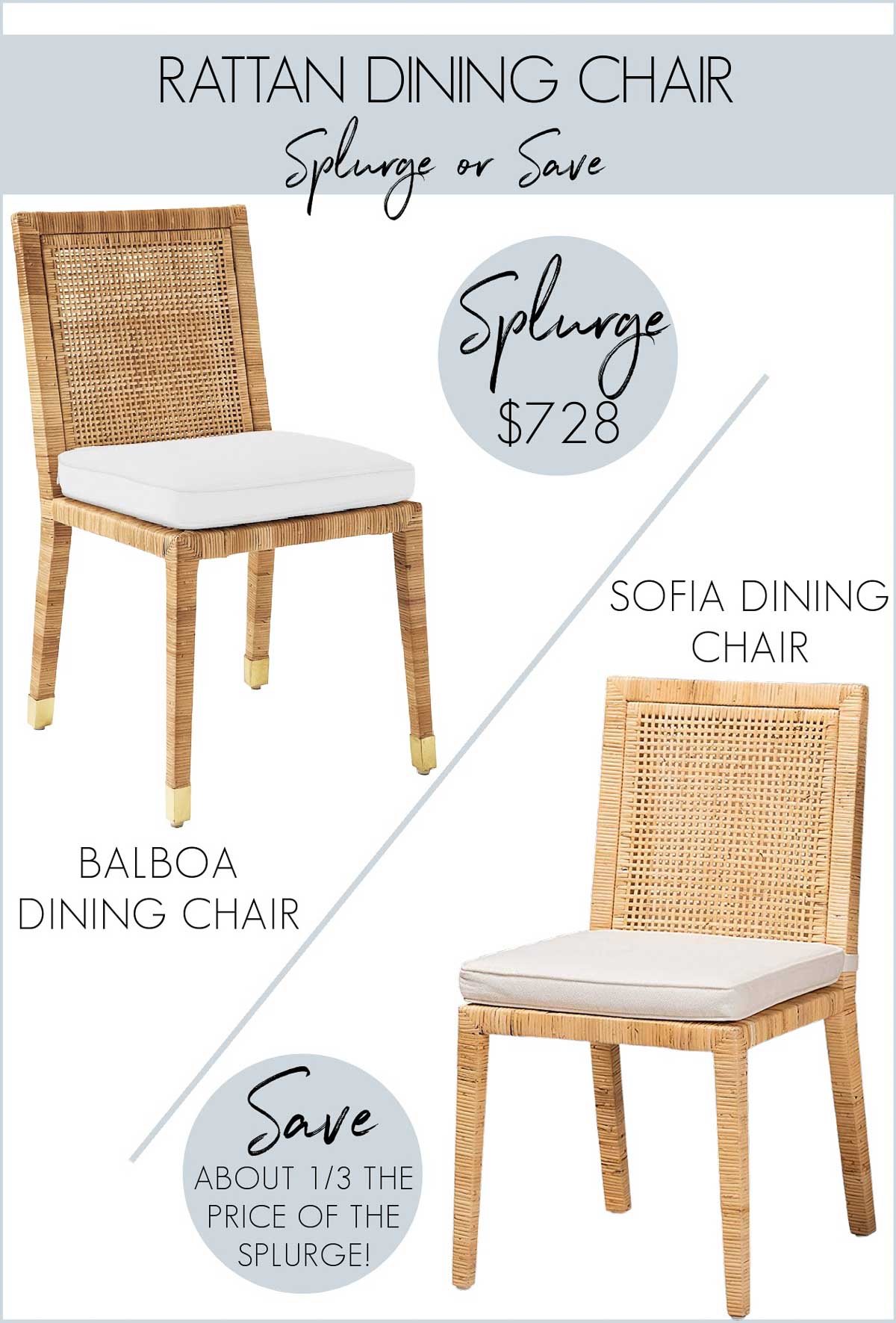 Serena & Lily rattan dining chair look for less - a favorite cheap home decor find!