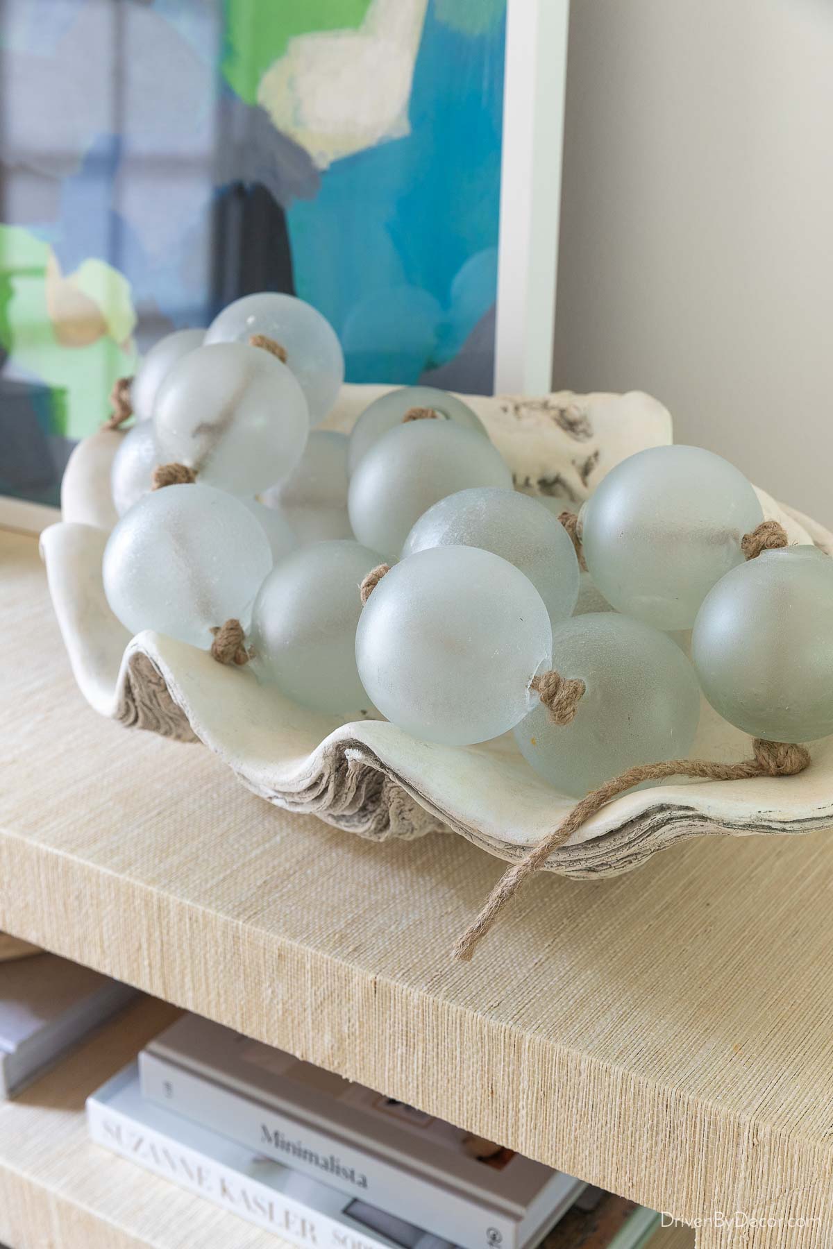 Decorative clam shell filled with glass bead garland