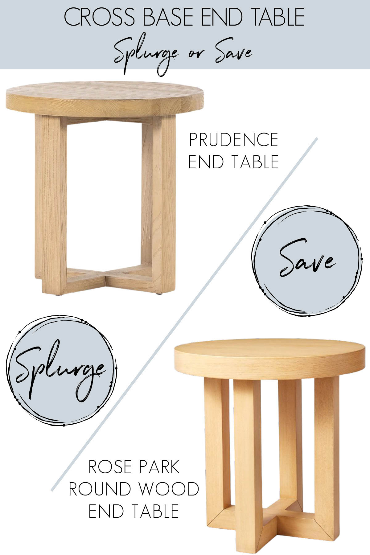30 Designer Looks for Less: High-End Home Decor on the Cheap! Simple side table in splurge and save versions