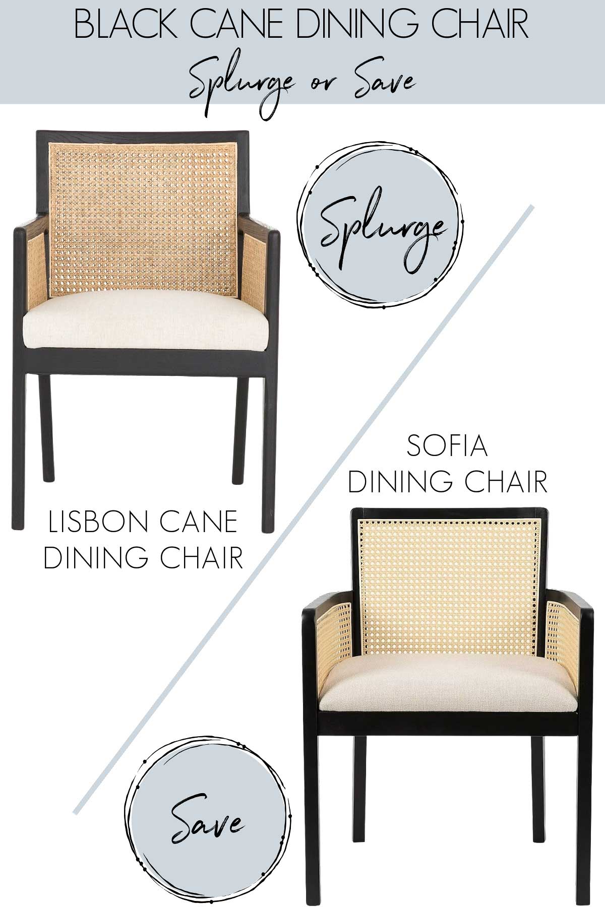 Designer looks for less version of a black cane dining chair