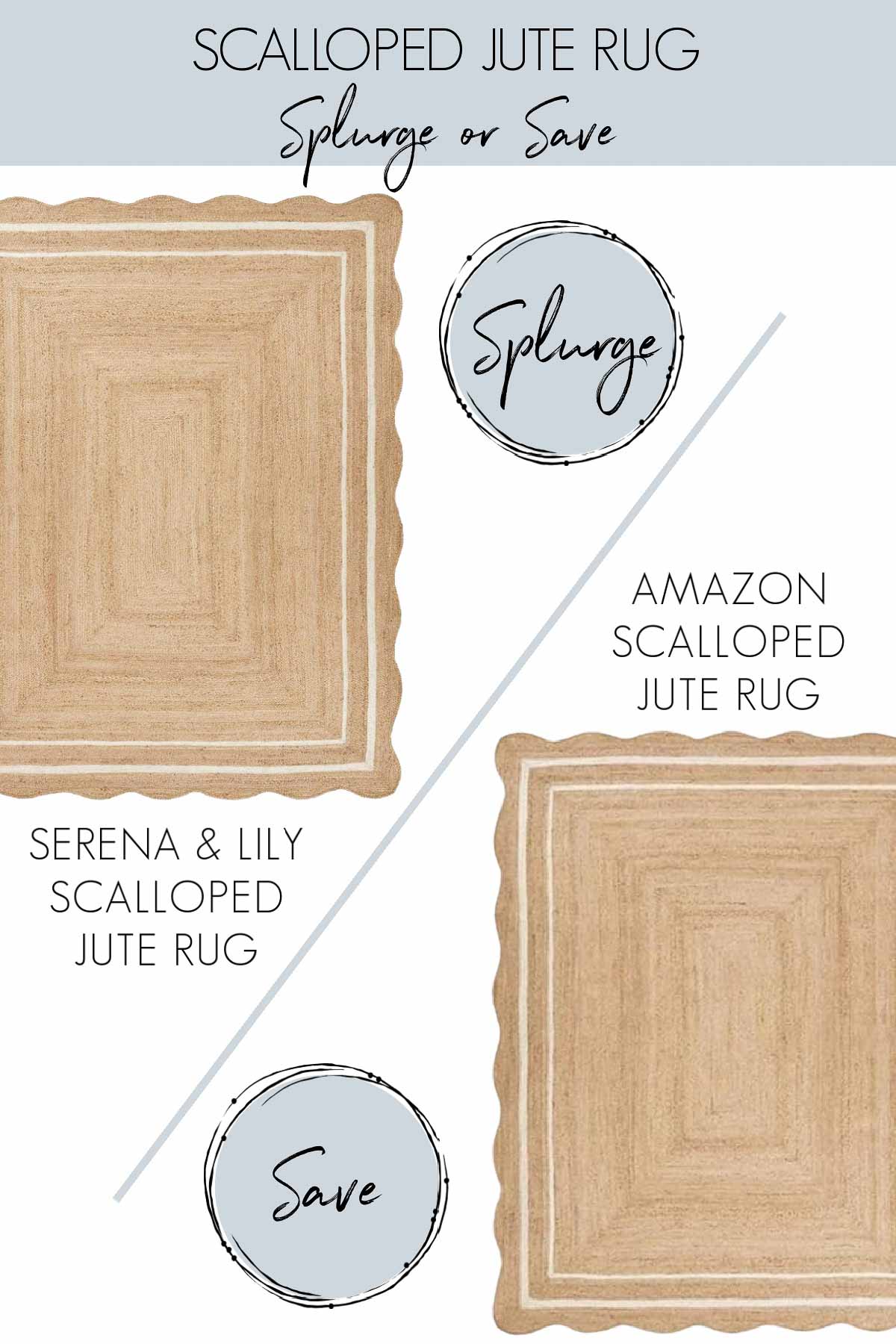 30 Designer Looks for Less: High-End Home Decor on the Cheap! Designer look for less version of a scalloped jute rug