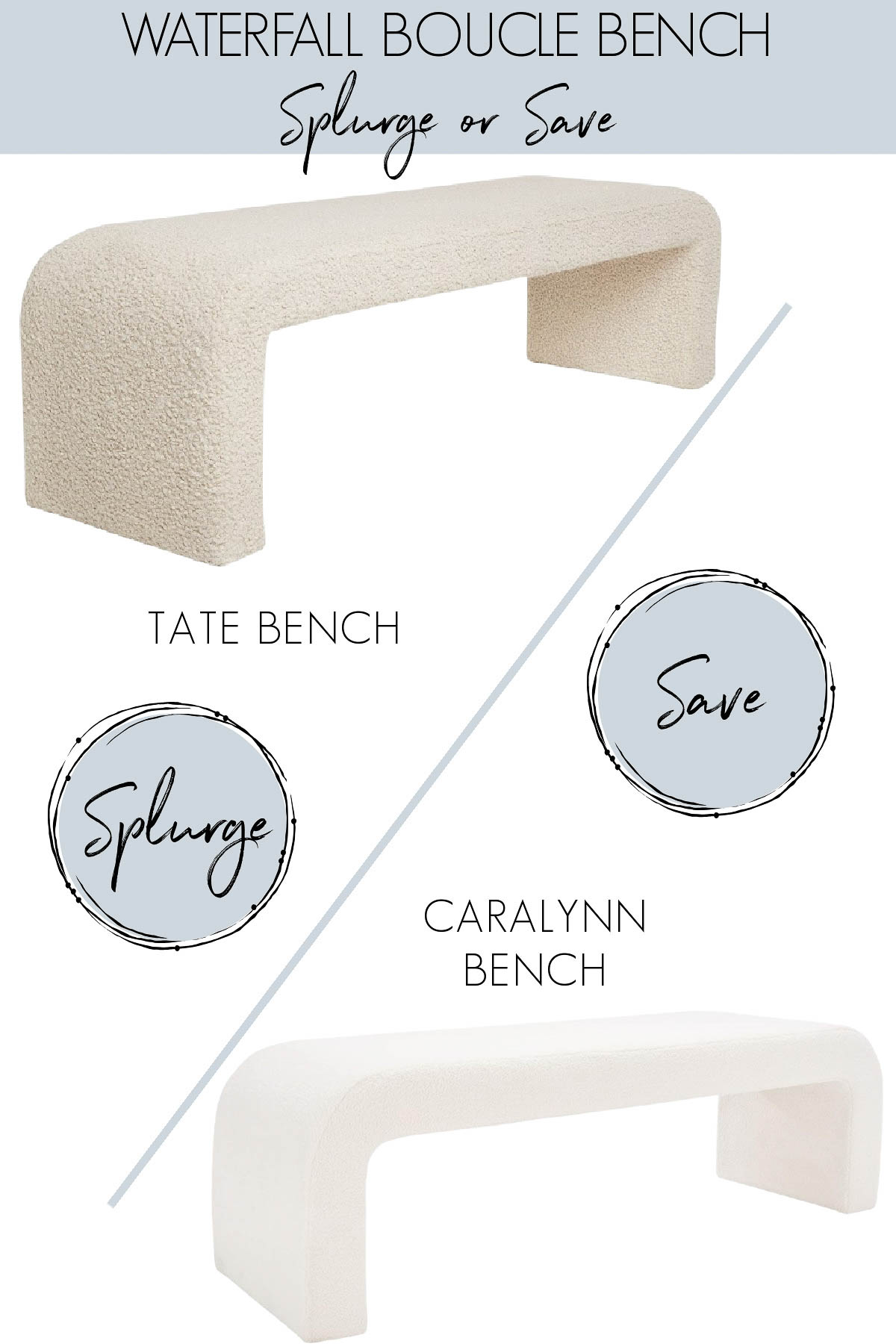 30 Designer Looks for Less: High-End Home Decor on the Cheap! Designer look for less waterfall bench