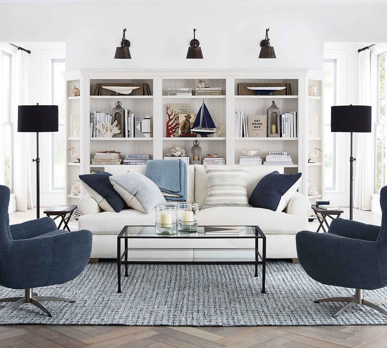 30 Designer Looks for Less: High-End Home Decor on the Cheap! Iron and glass coffee table in living room