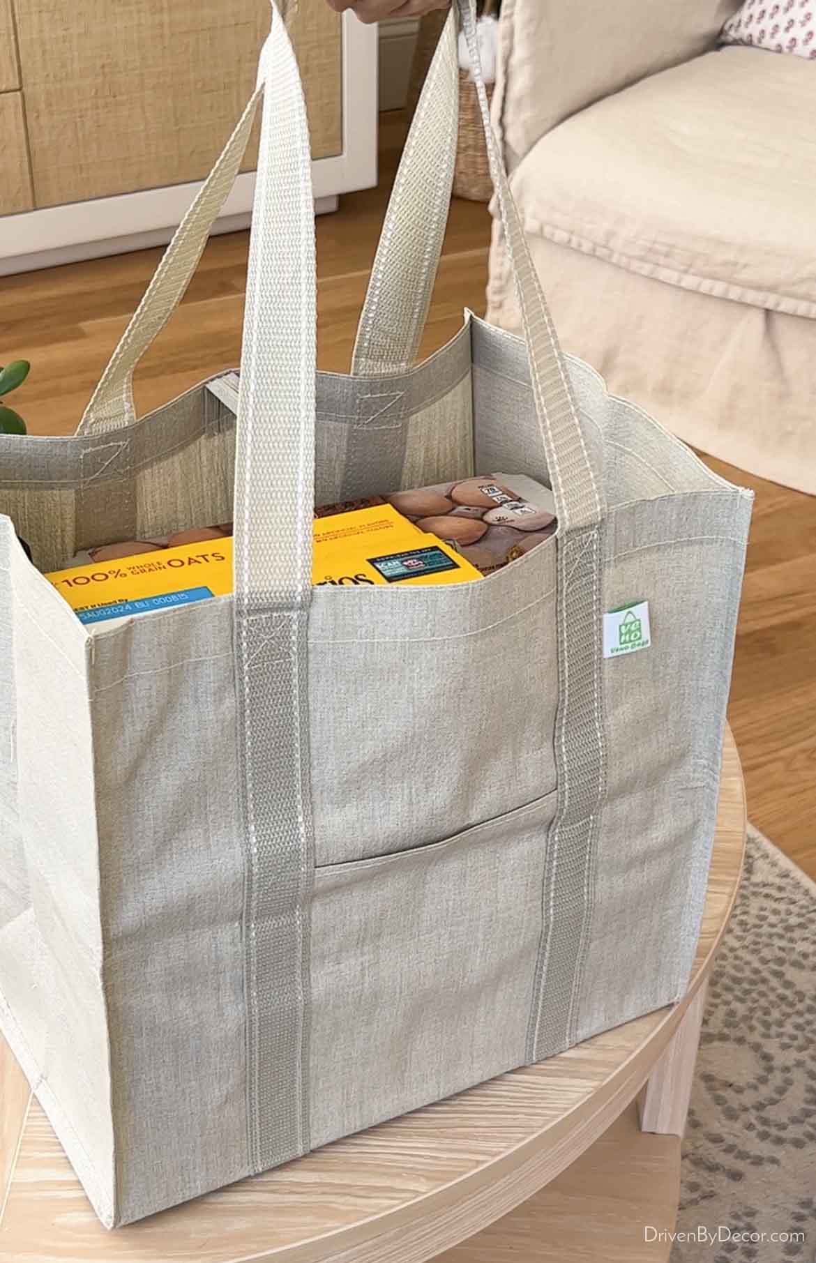 Heavy duty reusable grocery bag