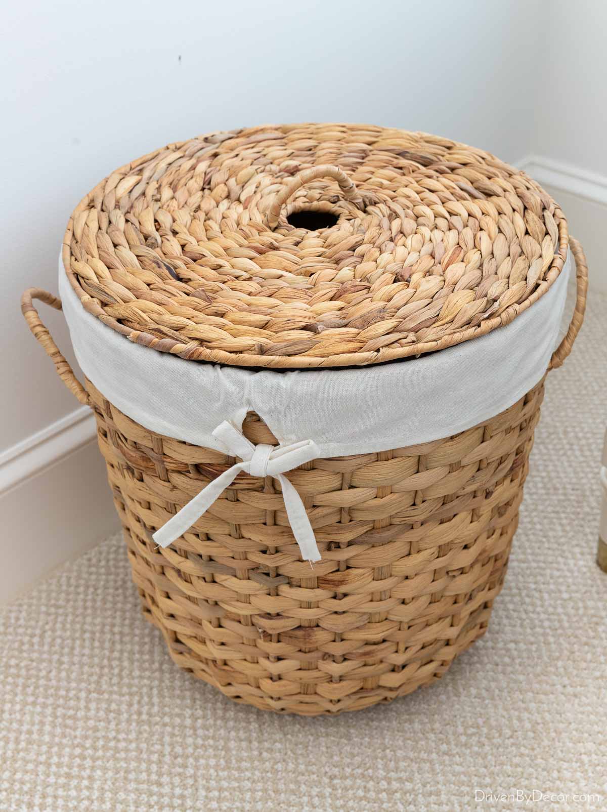 Woven basket used as hamper