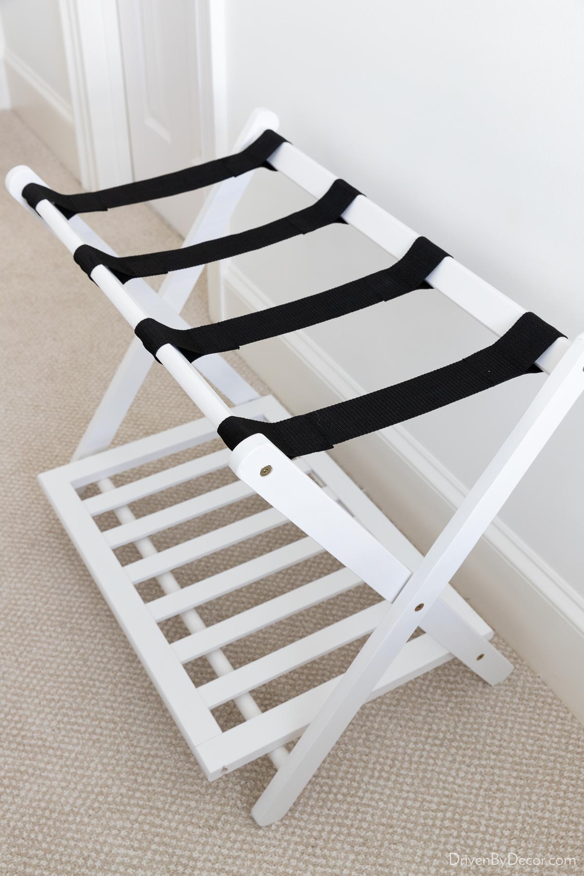 White luggage rack