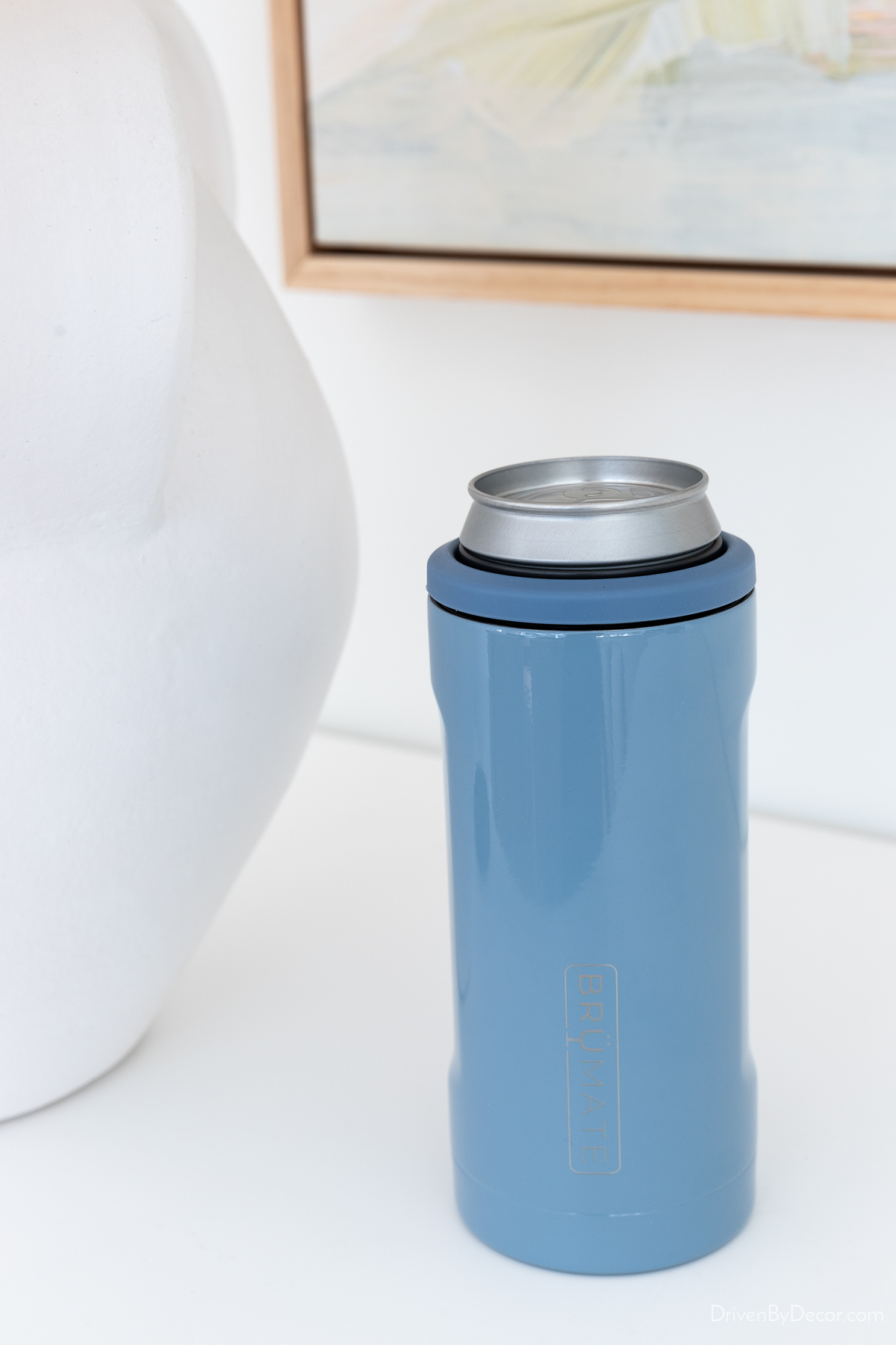 Blue slim can cooler