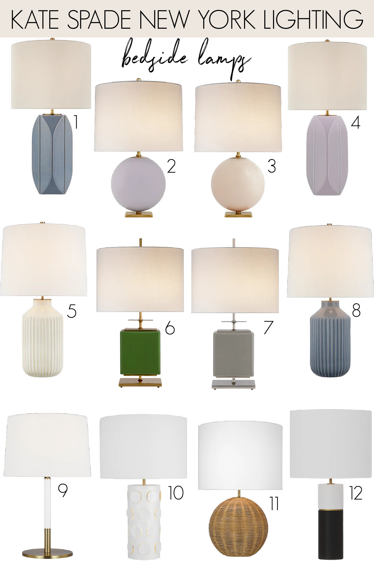 Bedroom lamps for your nightstand by Kate Spade